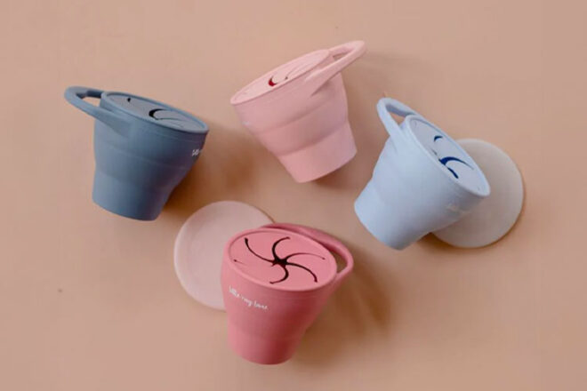The Little Ray Lane Silicone Snack Pods in four colour ways