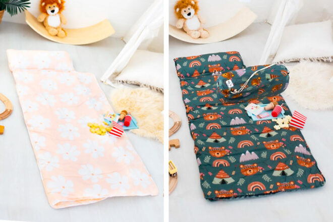 The Rely and Bear Daycare Nap Mats in two different designs