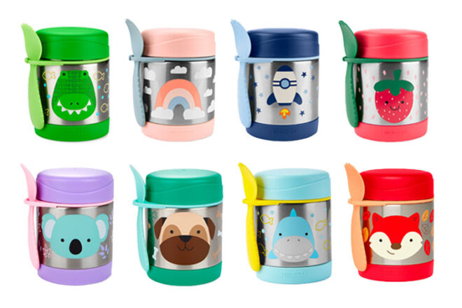 Eight different designs of the Skip Hop Zoo Insulated Food Jars