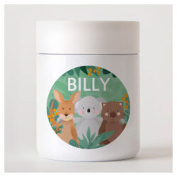 Tinyme Insulated Food Container with the name Billy on the front