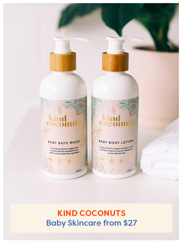 Kind Coconuts baby skincare in the wash and lotion