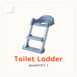 White and grey two rung ladder with handles
