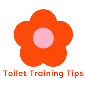 Illustration of tangerine flower with words 'toilet training tips'