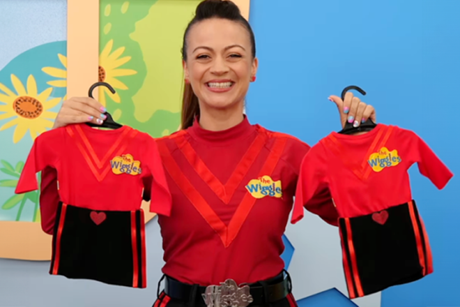 Red Wiggle Caterina Mete making the announcement that she is expecting twin girls