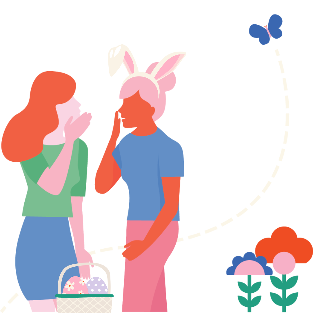 Two girls in easter bunny ears