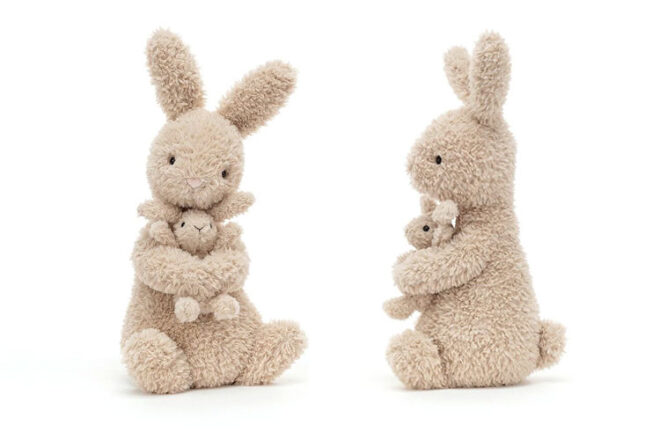 Jellycat Huddles bunny from the front and from the side view