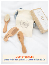 The Living Textiles 3pc Baby Wooden Brush & Comb Set