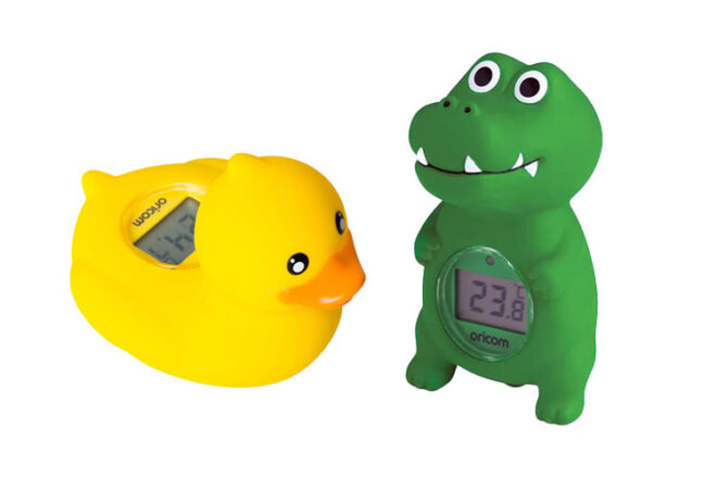 Two of the Oricom digital bath thermometers