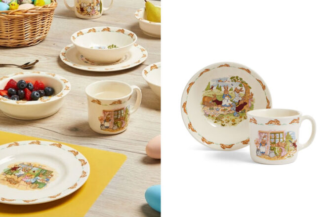 A table scape set up with the Royal Doulton Bunnykins Dining Set