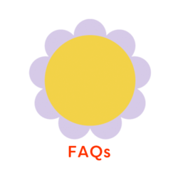 Illustration of yellow and lavender flower with word FAQs
