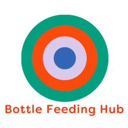 Illustration of bullseye with words ' bottle Feeding Hub'
