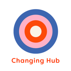 Illustration of bullseye with words 'changing hub'