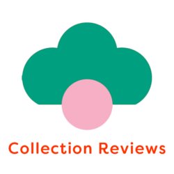 Illustration of green and pink flower with words Collection Reviews