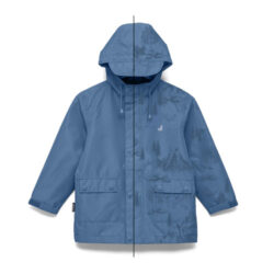 Crywork magic changing rain jacket showing the pattern in blue