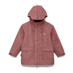 Crywork magic changing rain jacket showing the pattern in blush