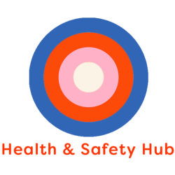 Illustration of bullseye with words 'health & Safety hub'