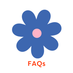 illustration of blue and pink flower with word 'Q&As'