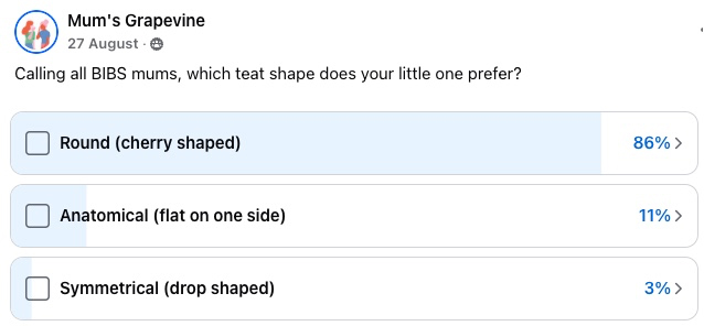 Results from Poll about BIBS dummy teat shapes and newborns