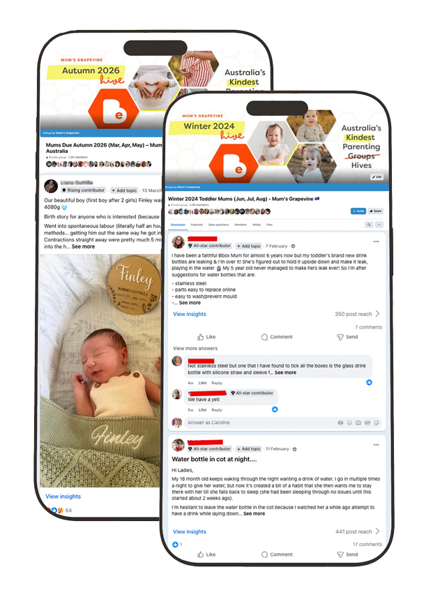 two iphones with Grapevine Groups feed