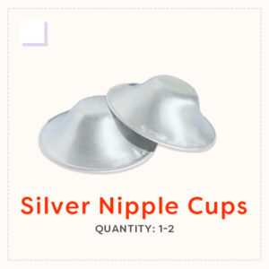 Two small, shiny silver nursing cups.