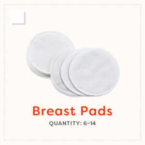A stack of circular white absorbent breast pads.