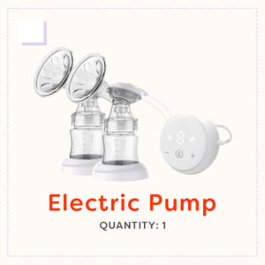 A double electric breast pump with tubing and motor.