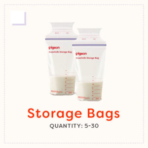 Two clear plastic breast milk storage bags filled with milk.