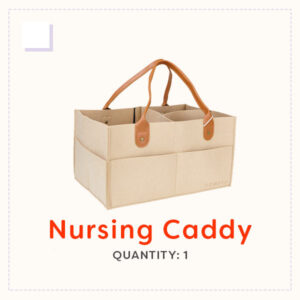 A felt fabric storage organiser with multiple compartments and handles.