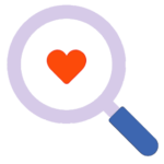 Magnifying glass with heart in centre