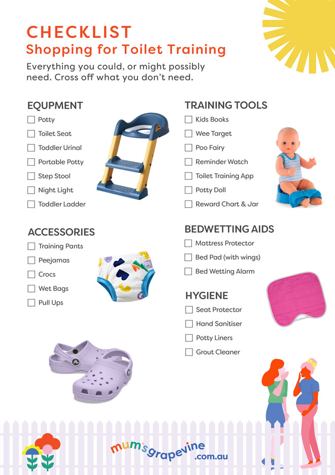 Reverse checklist for shopping for toilet training