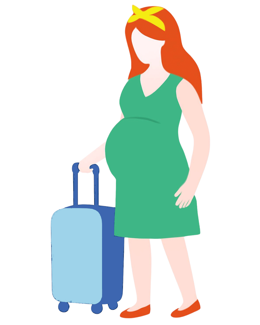 Illustration of pregnant women pushing a suitcase