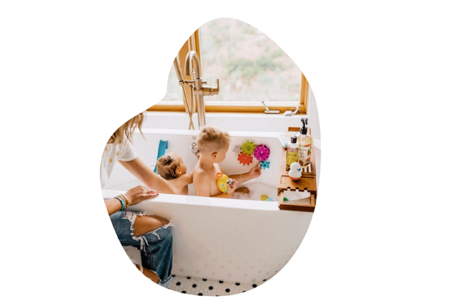 baby and toddler in bath blob