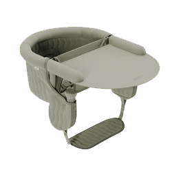Hook-on high chair clamped to a table edge
